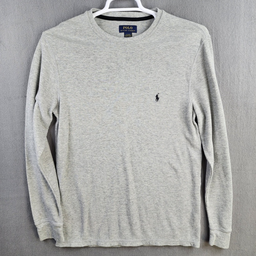 Polo Ralph Lauren Mens Long Sleeve Thermal Sleepwear Crew Neck Shirt Size L Gray